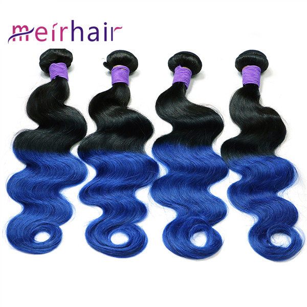 100% Ombre Human Hair Weave Tb Blue